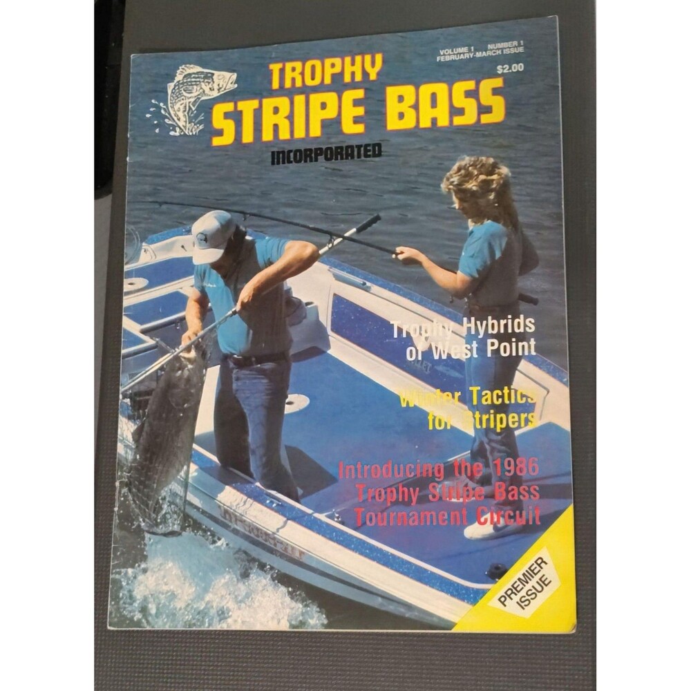 Vintage Trophy Stripe Bass Magazine Vol 1 No 1 Feb Mar 1986 Premier Fishing 1x